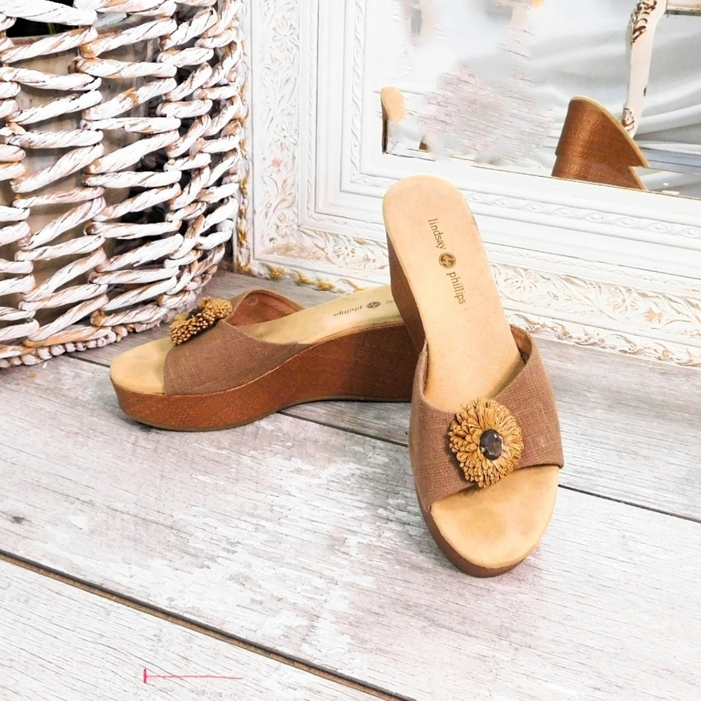 EUC LINDSAY PHILLIPS WMN SZ 10 DEVON WEDGE SANDAL - Picture 6 of 8